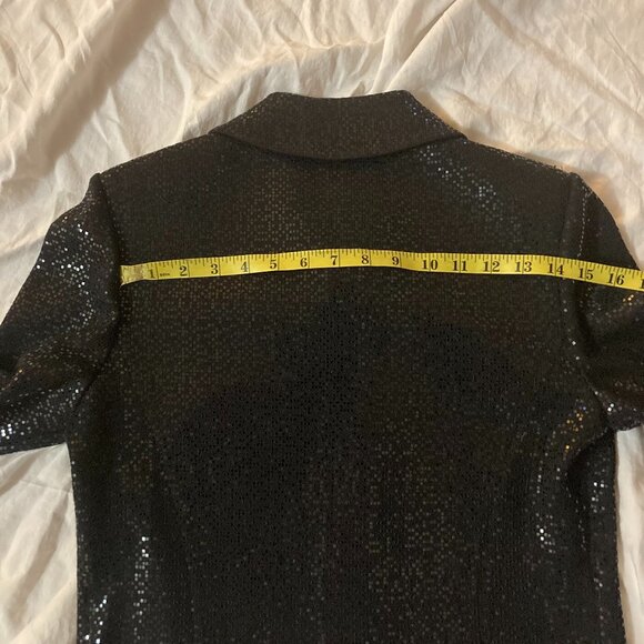 St John Evening Shimmer Micro-Pallettes Metallic Black Zipper Jacket, Size 10 - Picture 11 of 11